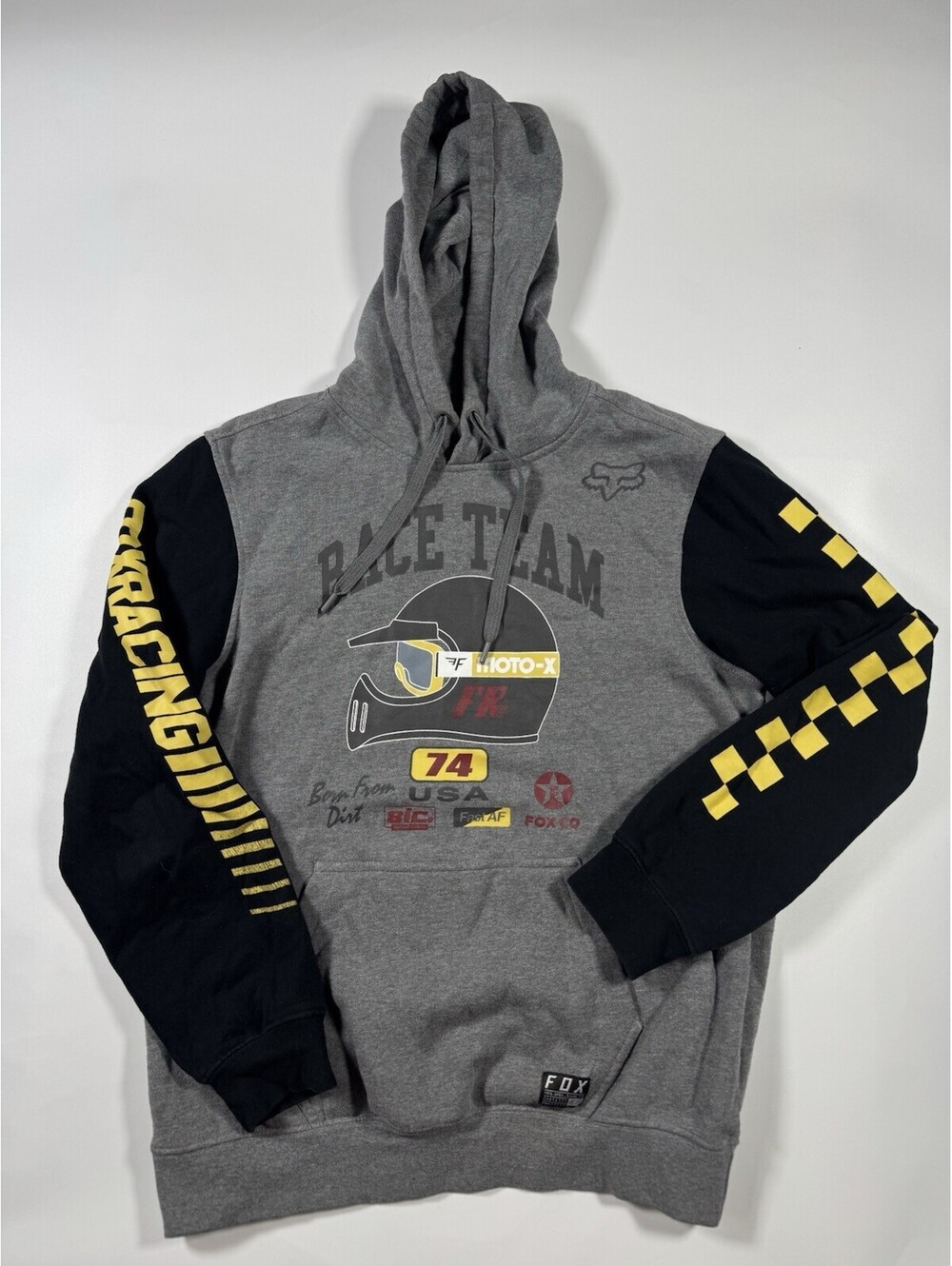 Fox Racing Race Team Moto X Hoodie Mens M Gray Black Motocross Pullover 22696